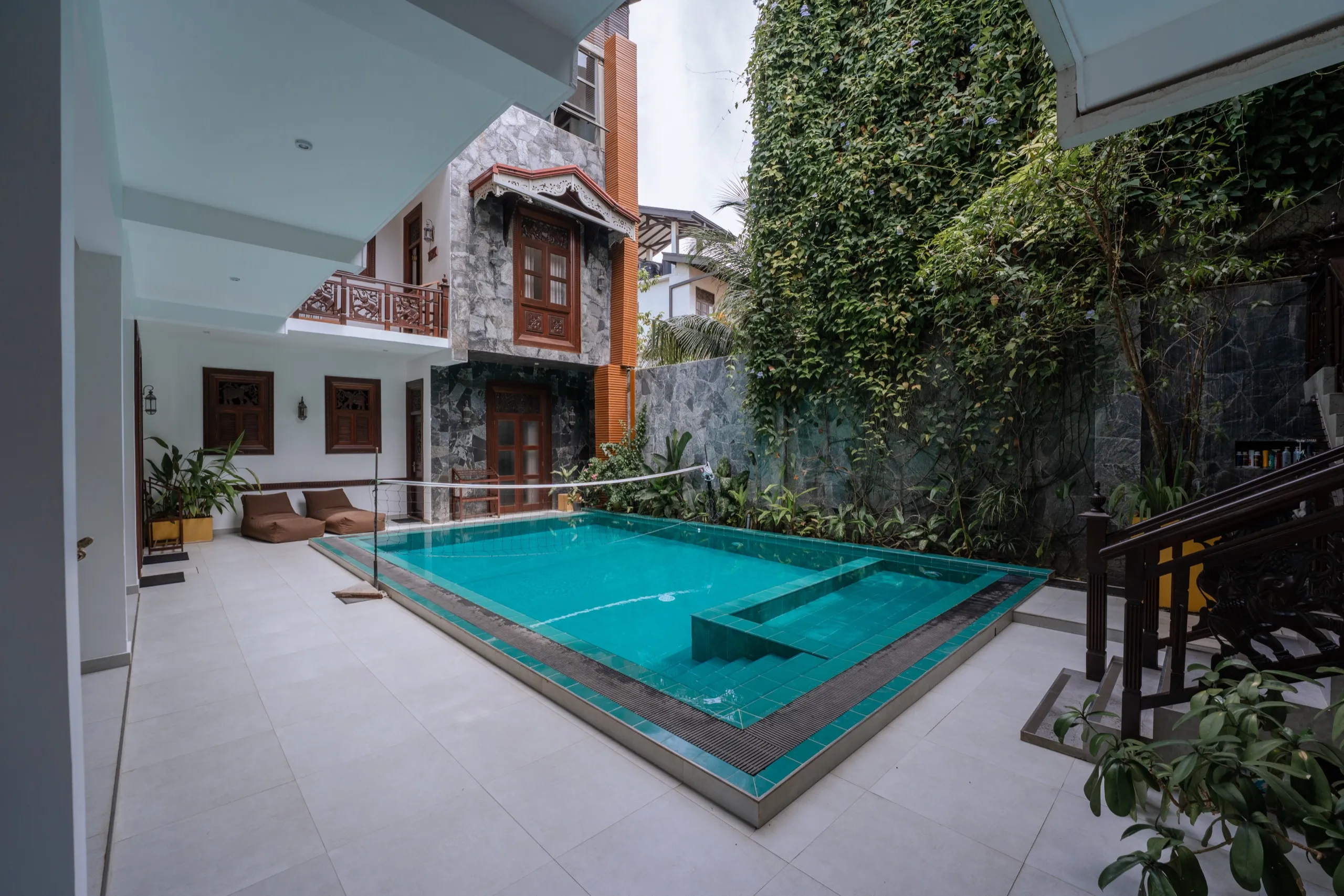 The pool in the main villa inner courtyard